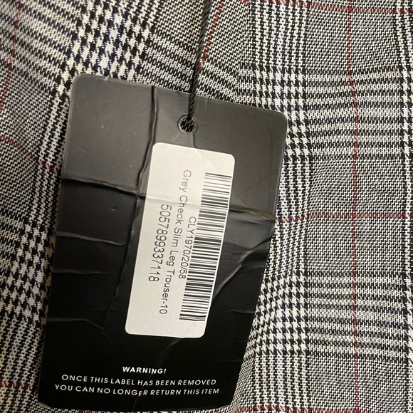 Gray Check Slim Leg Trousers - Picture 4 of 6